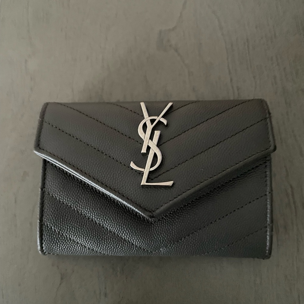 Saint Laurent YSL Monogram Small Envelope Wallet - Gray